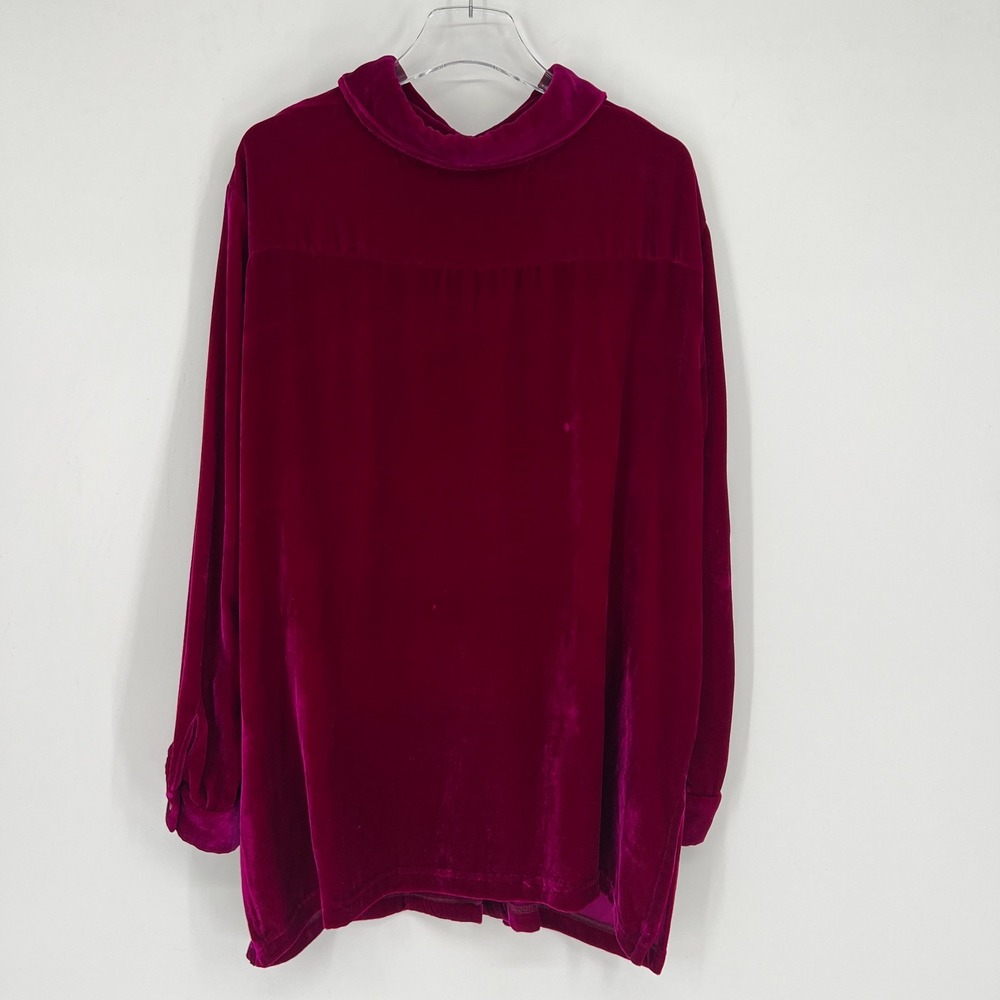 Karen Kane Velvet Top Womens L/XL Hot Pink Button Up Vibrant Maximalist - Picture 2 of 8